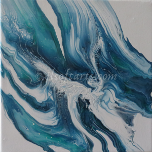 Oeuvre intuitive titrée "Écume de mer" peinte par Johanne Lepage - JL Soft Arts ( acrylique fluide, coulage, bloom ) (Oeuvre abstraite)