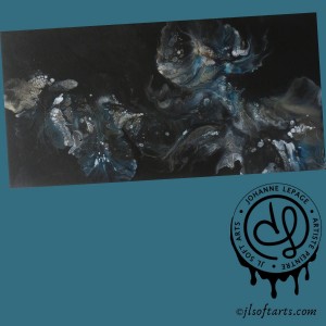 Oeuvre intuitive titrée "Abysse" peinte par Johanne Lepage - JL Soft Arts - Bromont, Qc ( acrylique fluide, coulage ) (oeuvre abstraite)