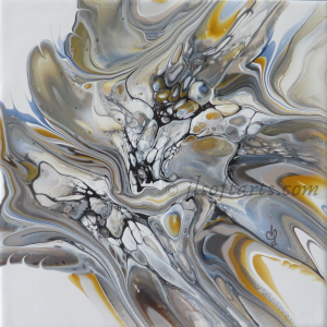 Oeuvre intuitive titrée "Étoile filante" peinte par Johanne Lepage - JL Soft Arts ( acrylique fluide, coulage, bloom(anglais ) (Oeuvre abstraite)