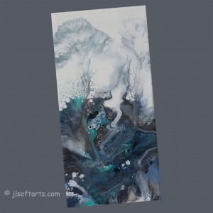 Oeuvre intuitive titrée "Mer de corail" peinte par Johanne Lepage - JL Soft Arts ( acrylique fluide, coulage )(Oeuvre abstraite)