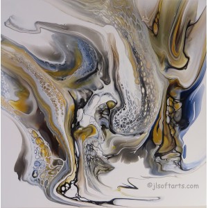 Oeuvre intuitive titrée "Tourbillon de sable" peinte par Johanne Lepage - JL Soft Arts ( acrylique fluide, coulage ) (Oeuvre abstraite)