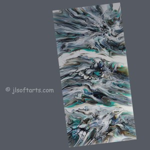 Oeuvre intuitive titrée "Saphir et émeraude" peinte par Johanne Lepage - JL Soft Arts ( acrylique fluide, coulage ) (oeuvre abstraite)